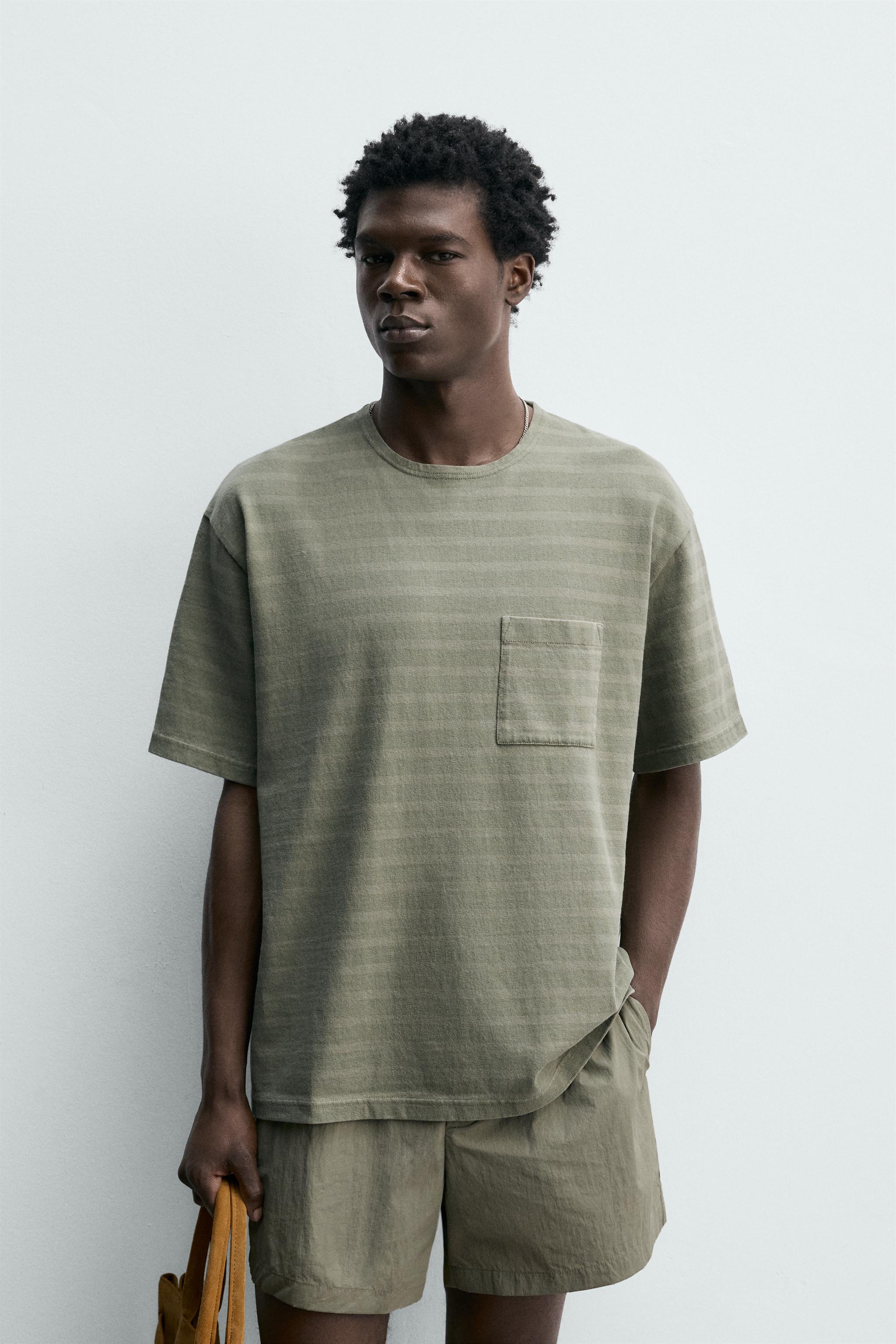 STRIPED JACQUARD POCKET T-SHIRT